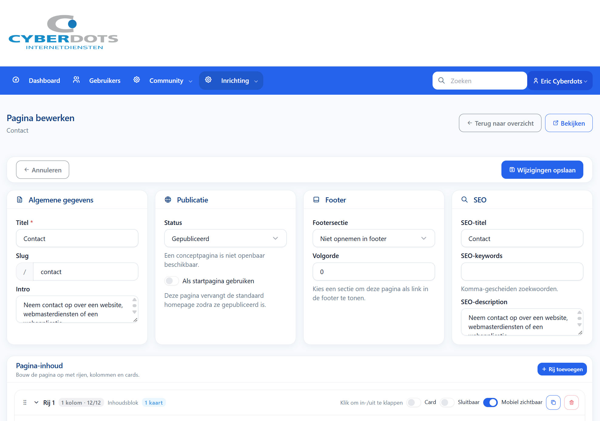 cms pagina details